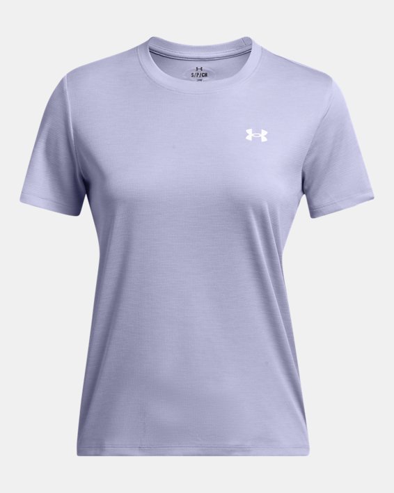 女士UA Tech™ Textured 短袖T恤 in Purple image number 0